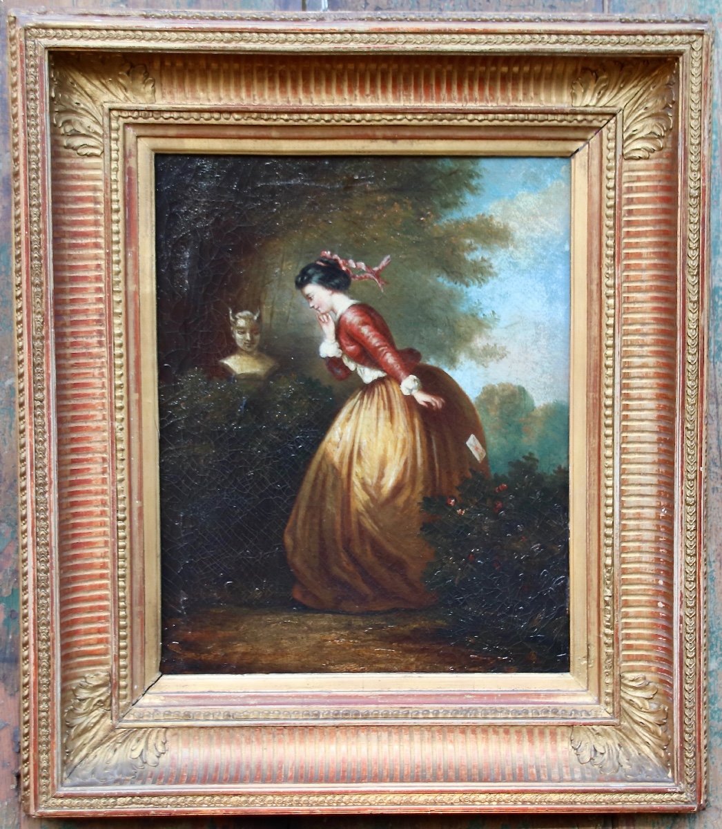 19th Century Painting Young Girl With Letter By Gerard-photo-2