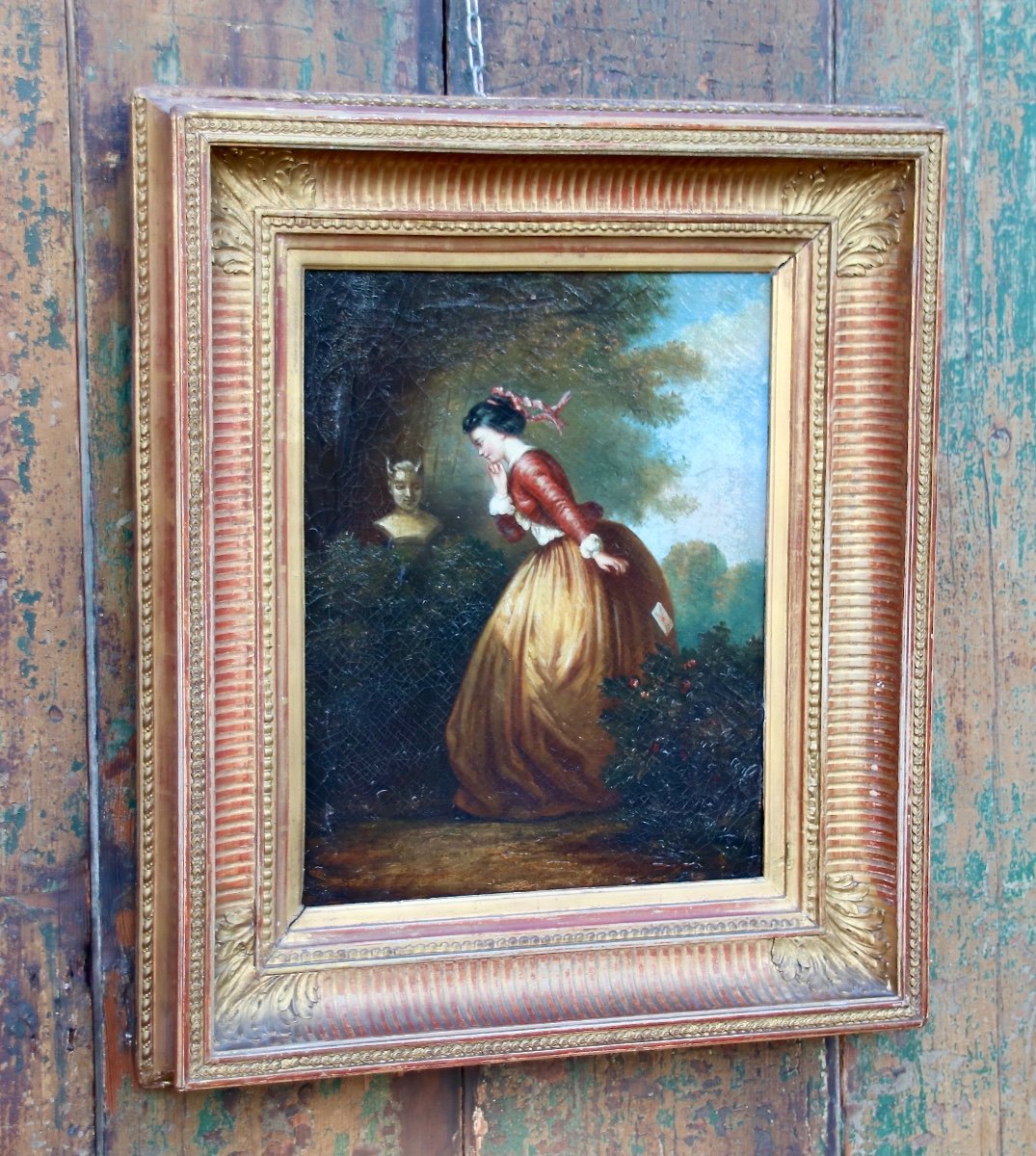 19th Century Painting Young Girl With Letter By Gerard-photo-2