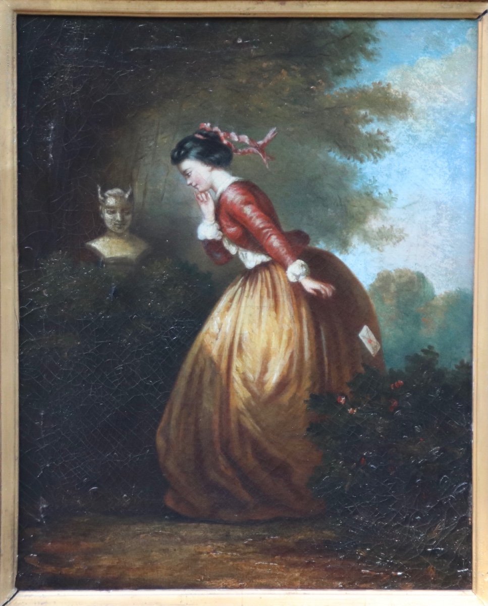 19th Century Painting Young Girl With Letter By Gerard-photo-7