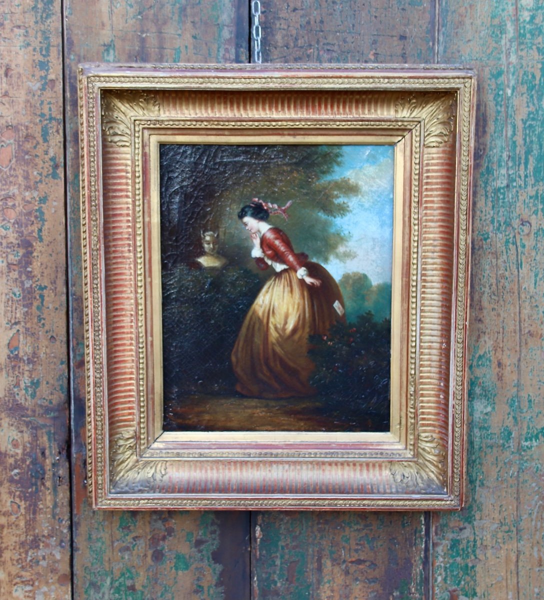 19th Century Painting Young Girl With Letter By Gerard