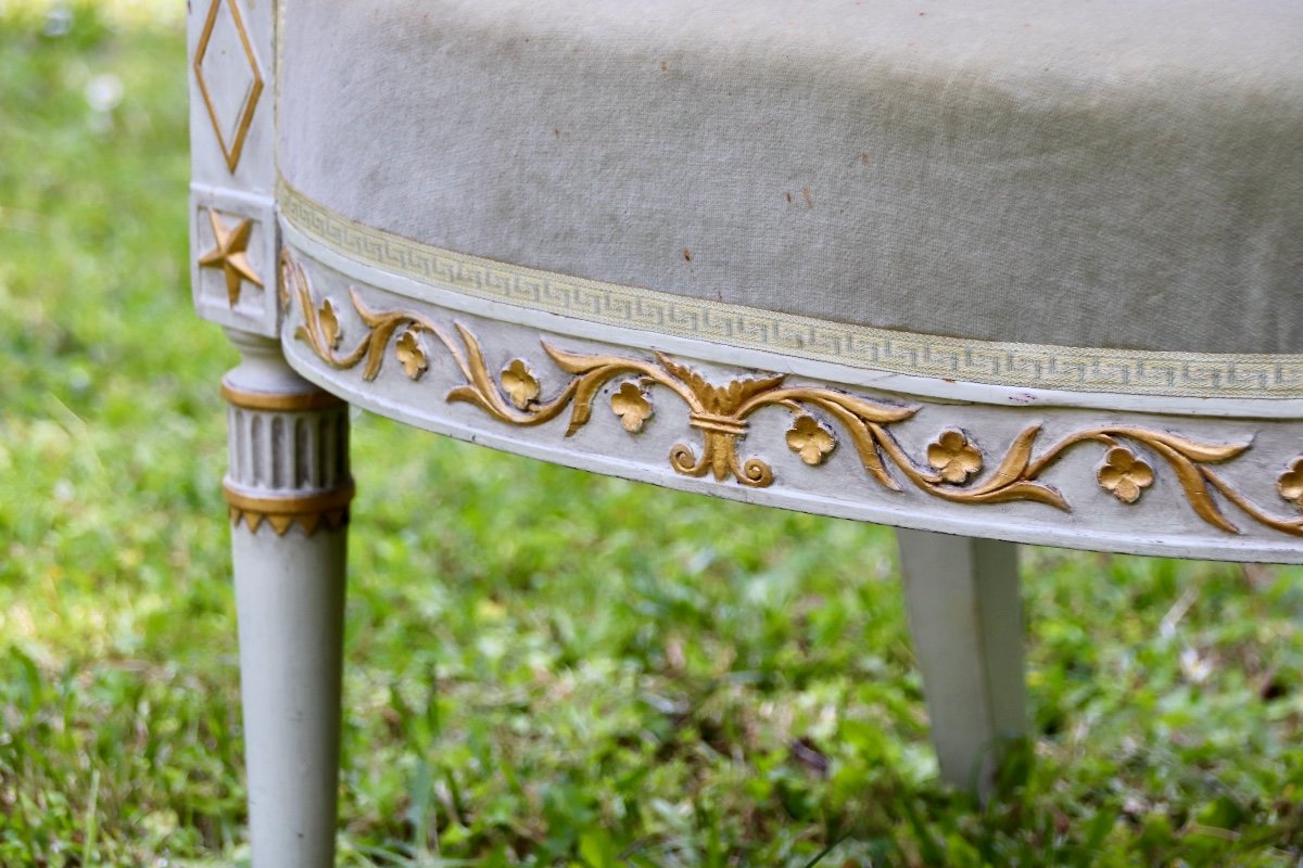 Paire De Fauteuils d'époque Consulat En Bois Laqué Et Doré-photo-7