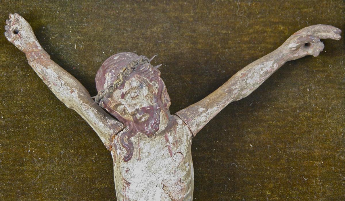 Christ XVIIIème En Bois Polychrome-photo-4