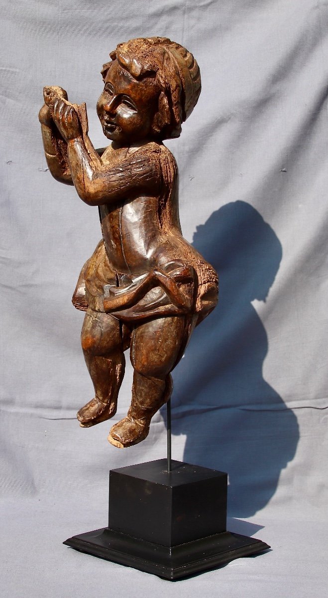 Large 18th Century Putto In Walnut-photo-4