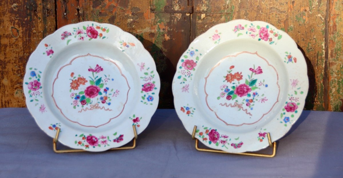 Pair Of 18th Century Plates In Compagnies Des Indes-photo-3