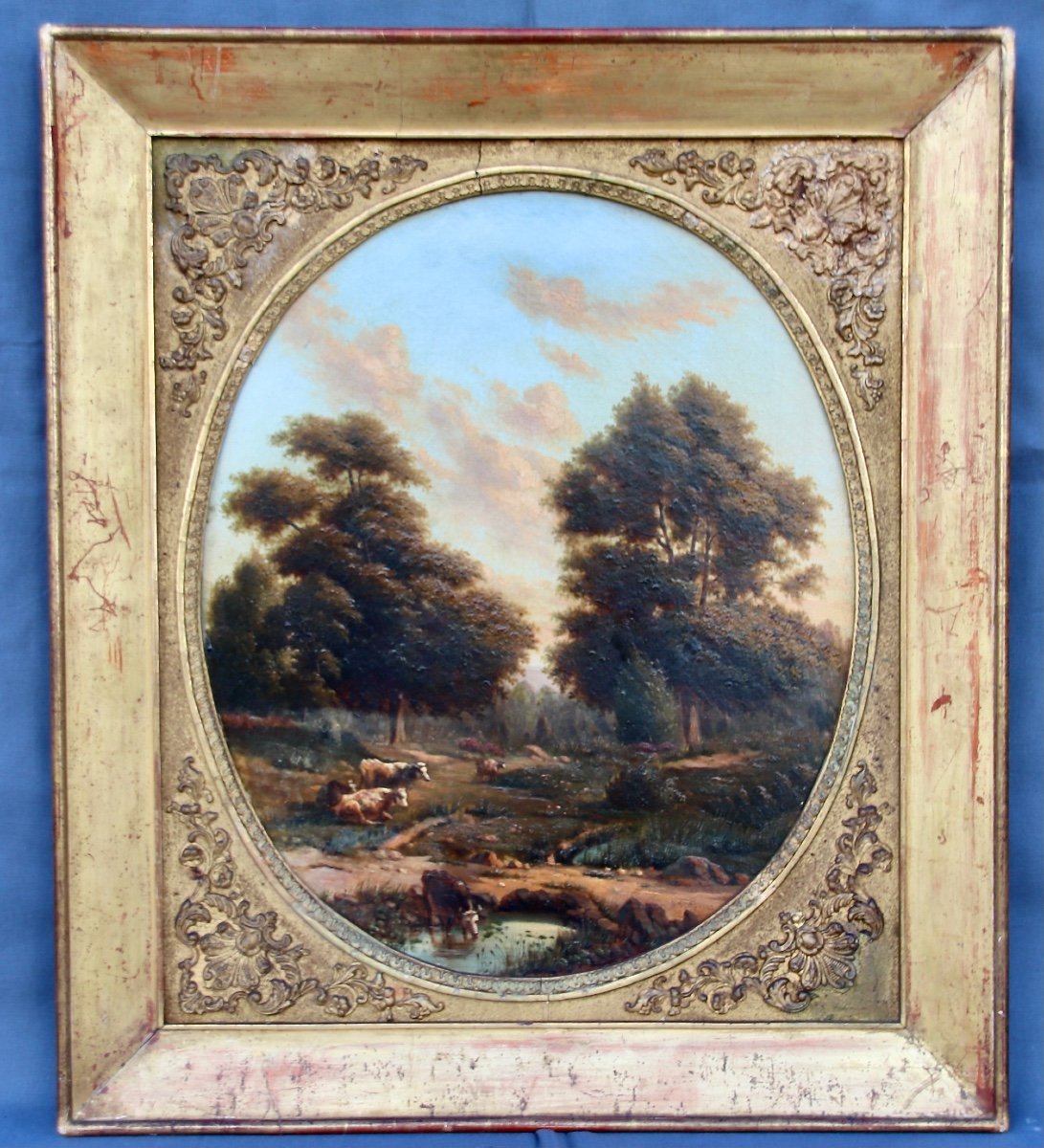 Paire De Peintures De Paysage Ovale De Joseph Felly-photo-3