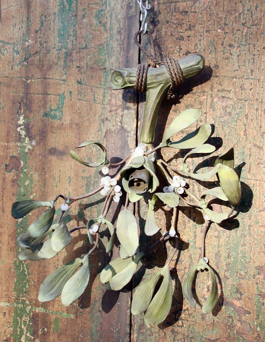 Applique Art Nouveau Branche De Gui En Bronze-photo-5