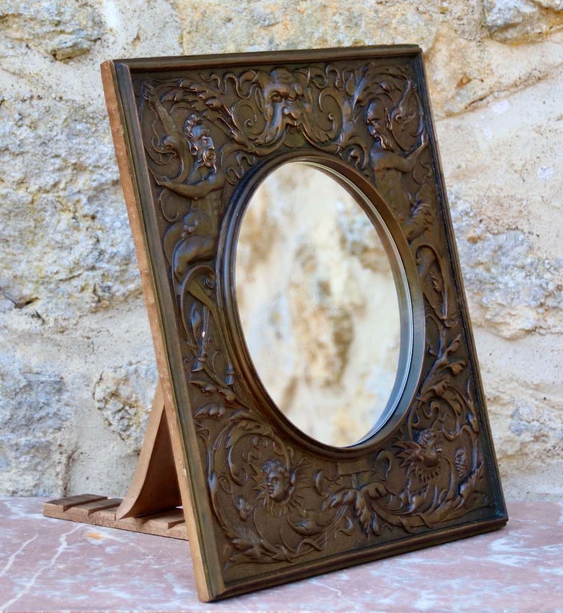 Miroir En Bronze décor de personnages XIX ème-photo-3