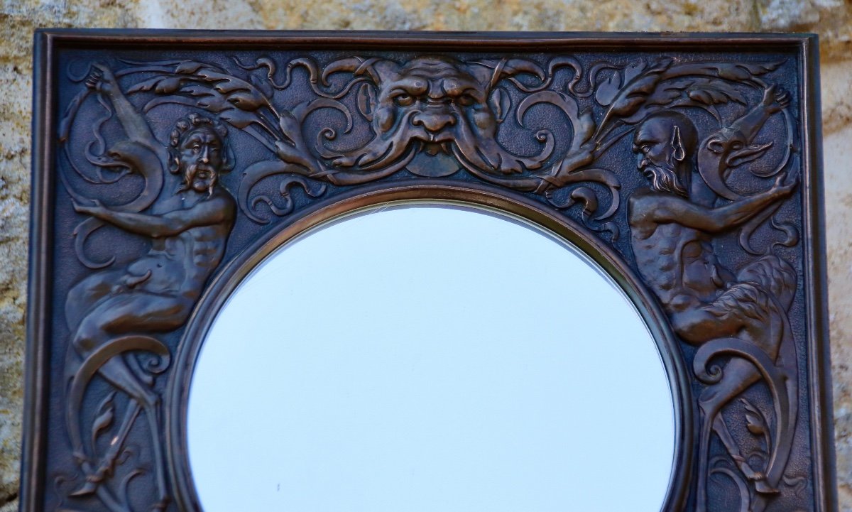 Miroir En Bronze décor de personnages XIX ème-photo-4