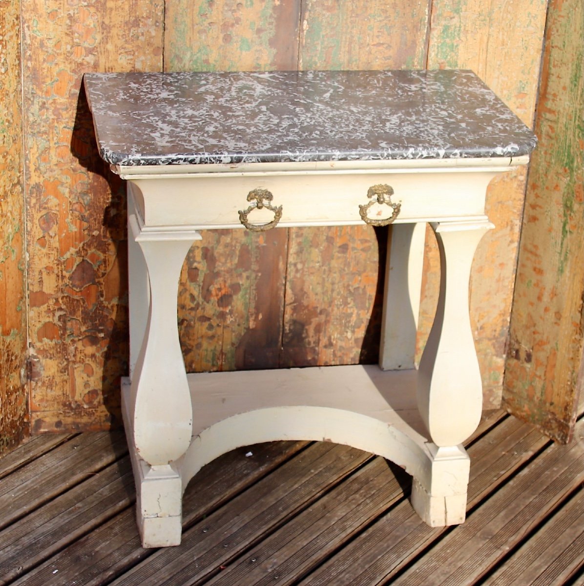 Early 19th Century Console In Painted Wood-photo-1