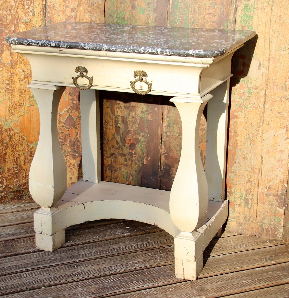 Early 19th Century Console In Painted Wood-photo-4