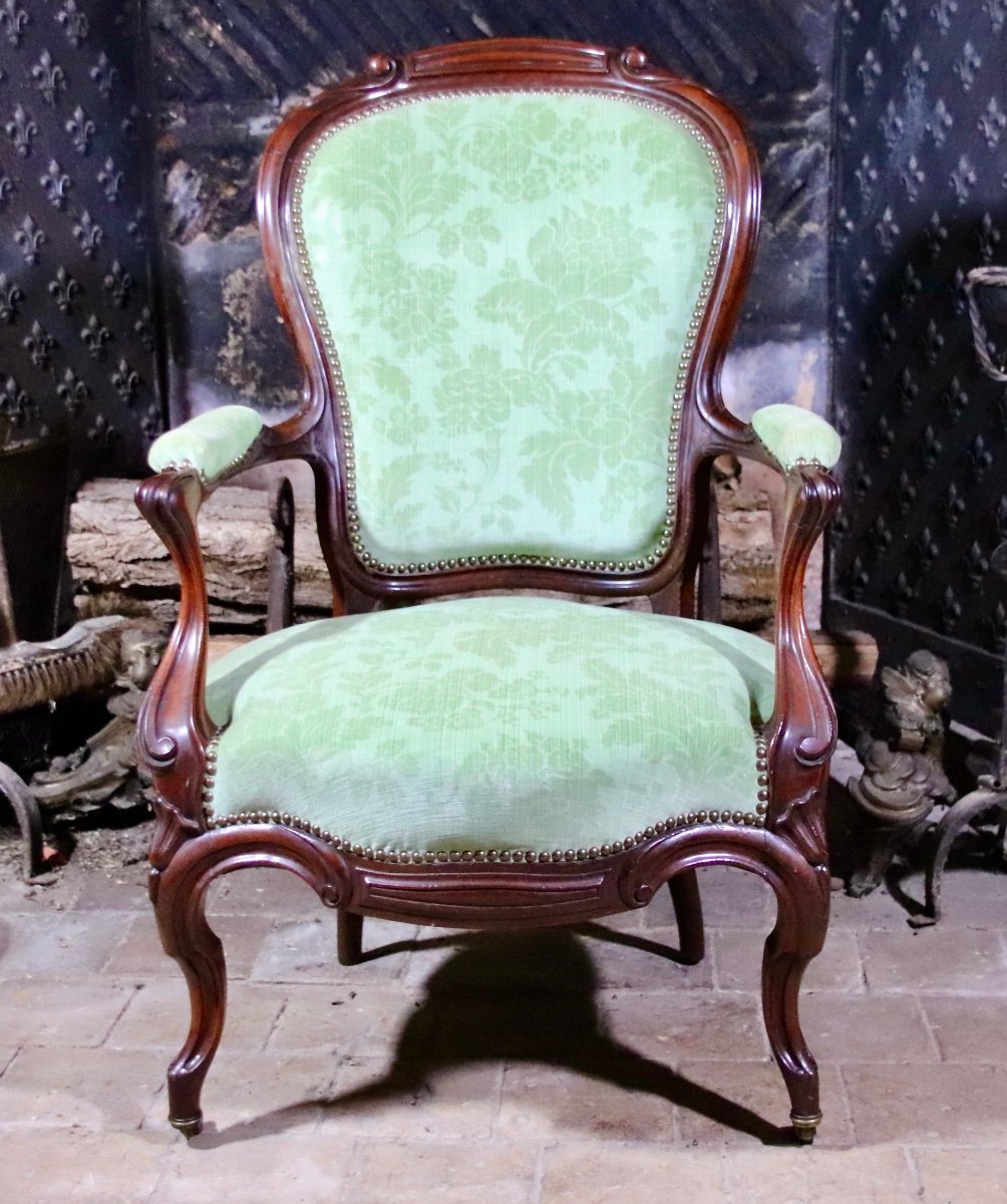 Paire De Fauteuils Napoléon III En Acajou-photo-2