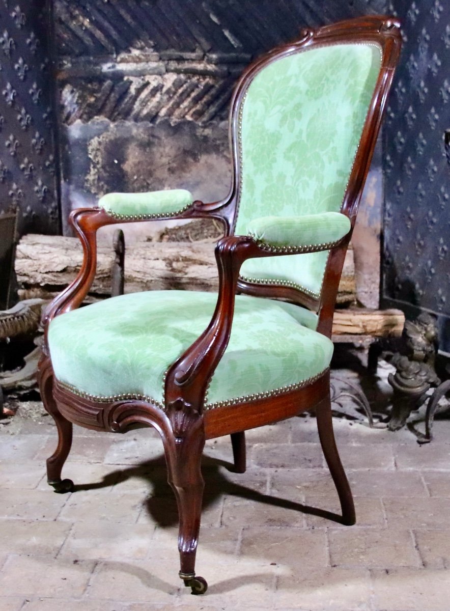 Paire De Fauteuils Napoléon III En Acajou-photo-4