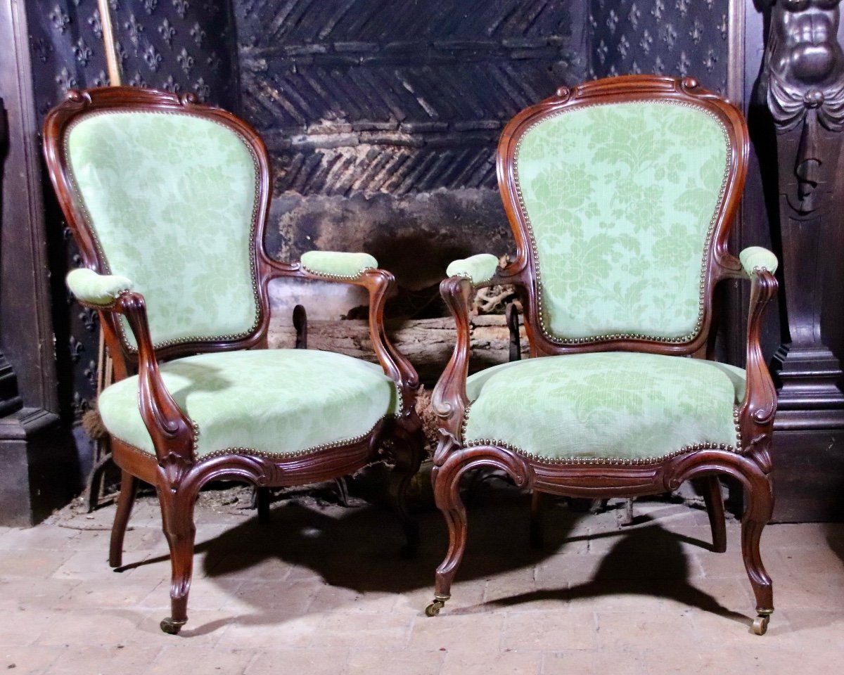 Paire De Fauteuils Napoléon III En Acajou