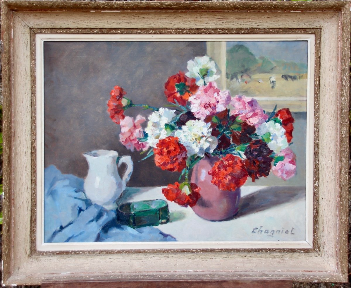 Peinture Nature Morte Aux Oeillets De Chagniot-photo-1