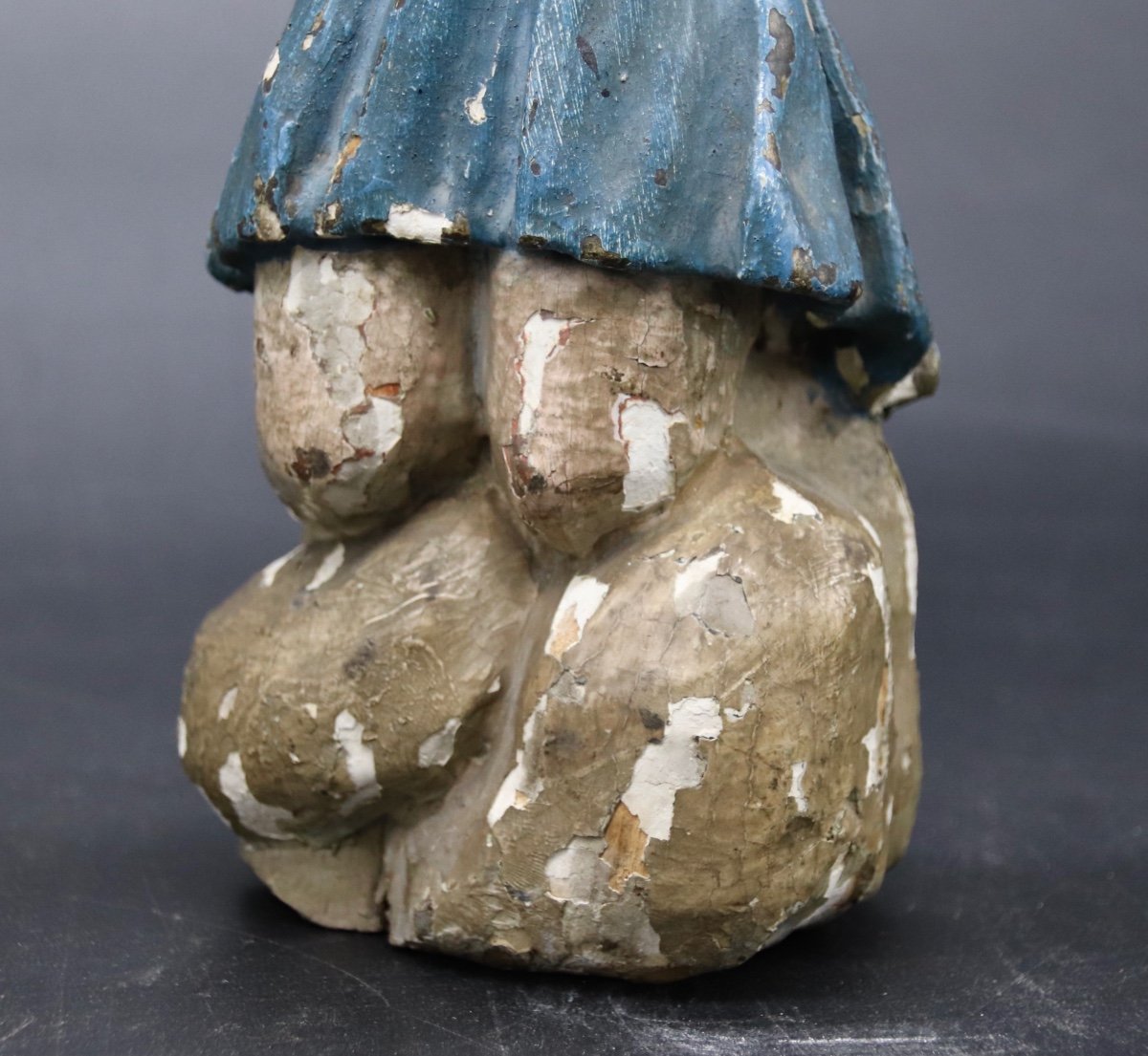 Paire d'Anges XVIIIème En Bois Polychrome -photo-8