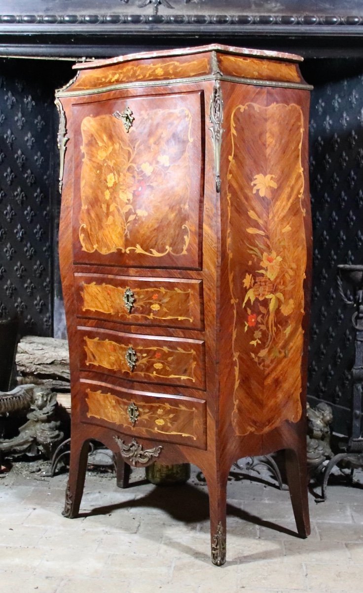 Napoleon III Curved And Inlaid Secretary-photo-2