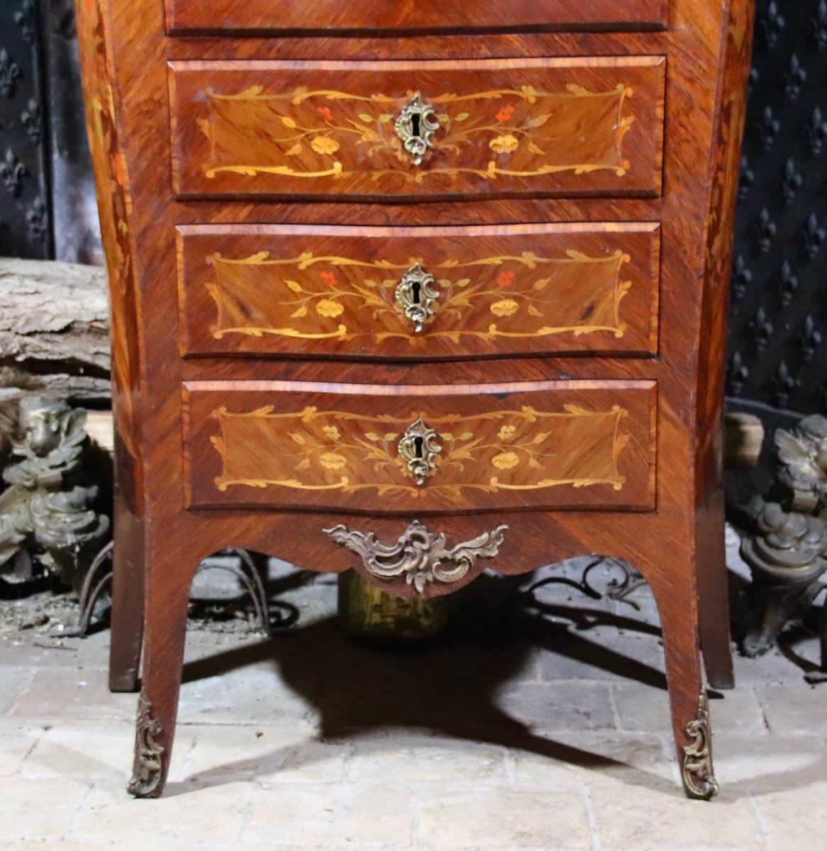 Napoleon III Curved And Inlaid Secretary-photo-3