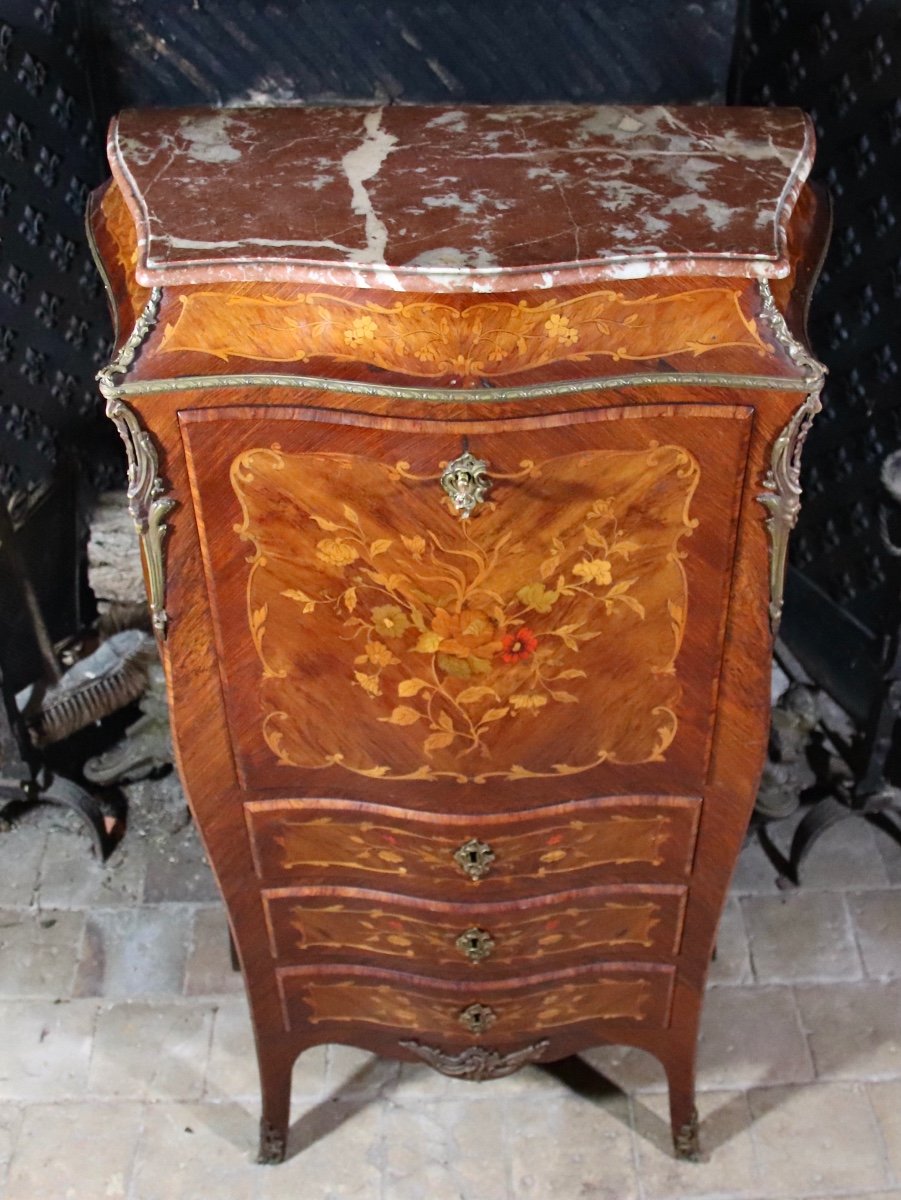 Napoleon III Curved And Inlaid Secretary-photo-5