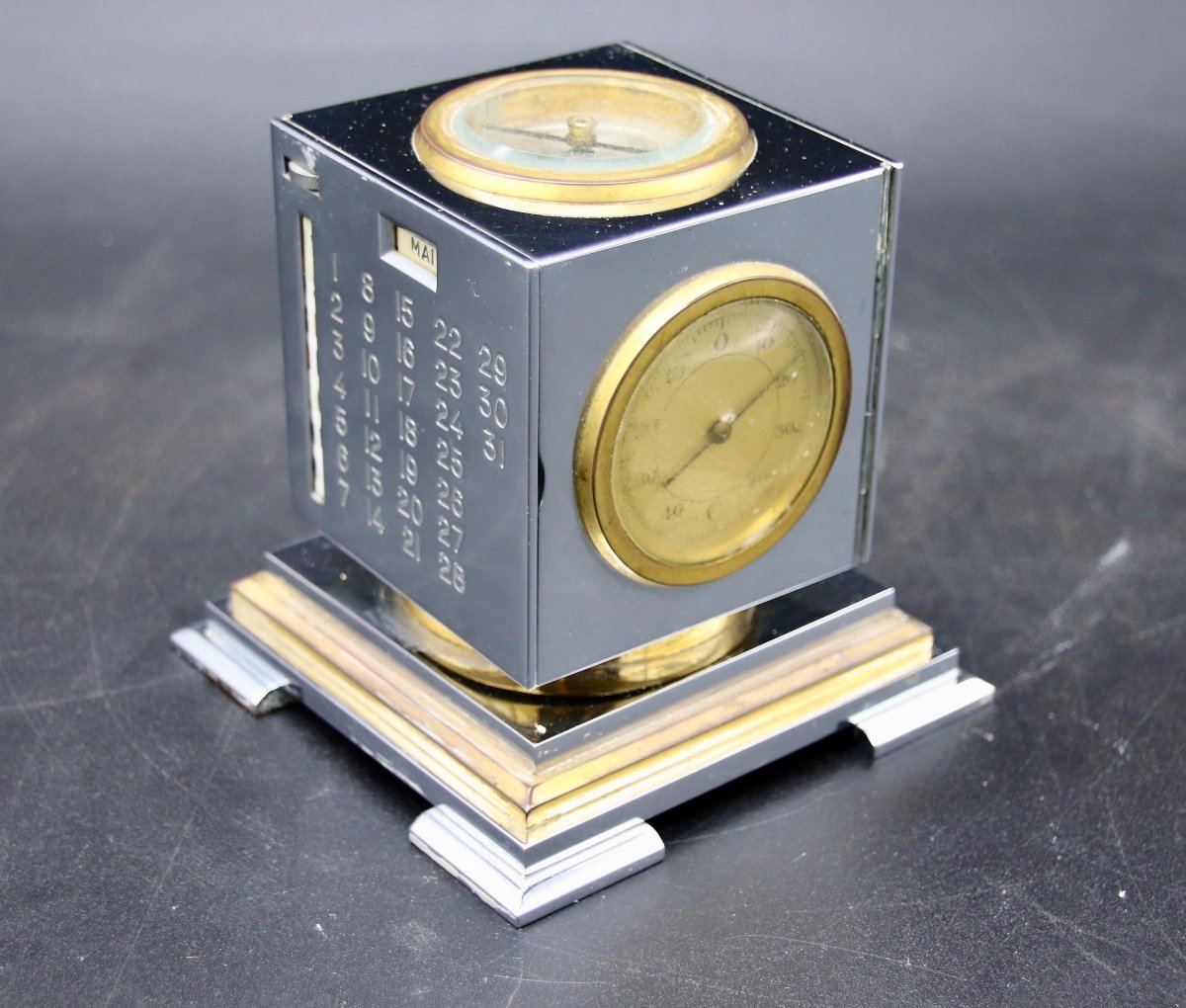  Pendule De Bureau Cube Chromé De Dupré-lafon -photo-6
