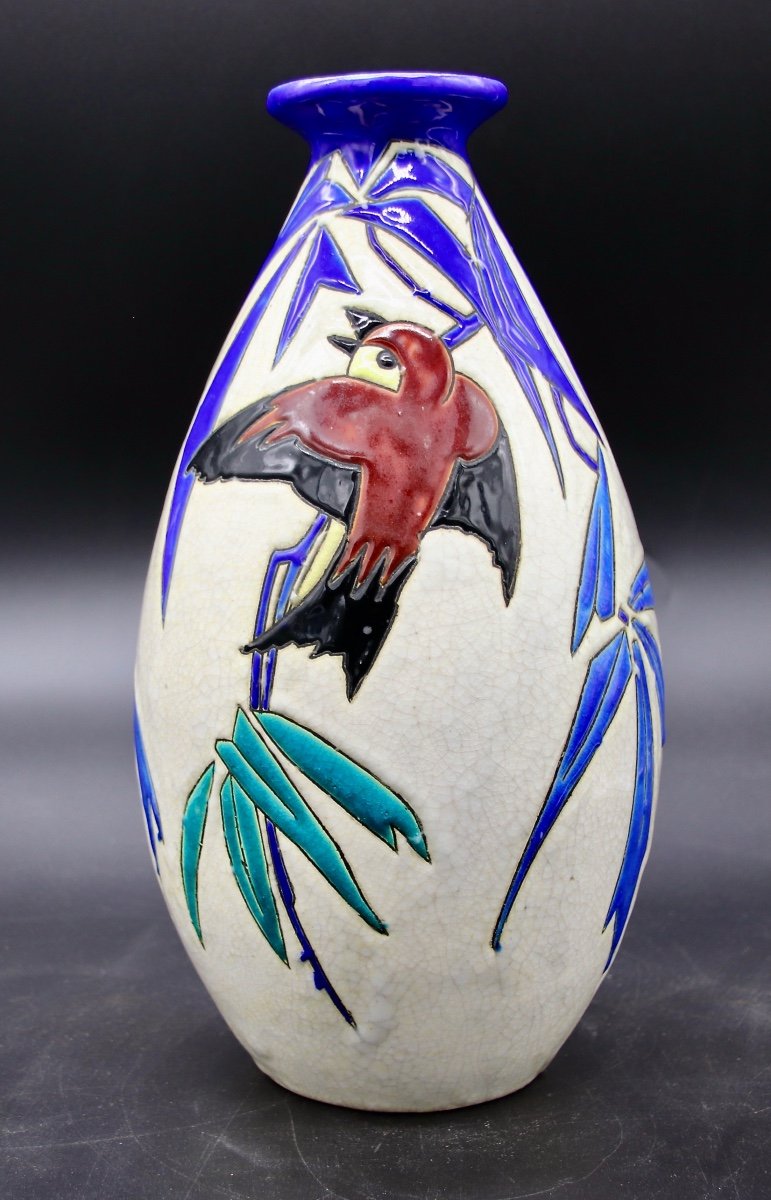 Kéramis Vase With Swallows By Charles Catteau-photo-4