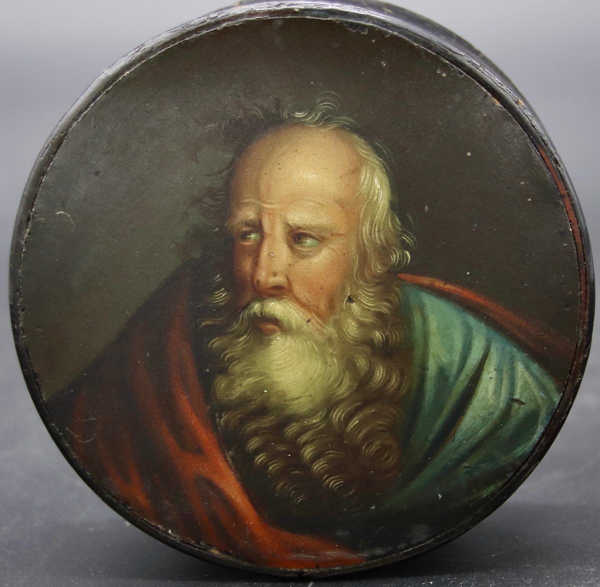 19th Century Lacquer Box Portrait Of Bearded Man-photo-4