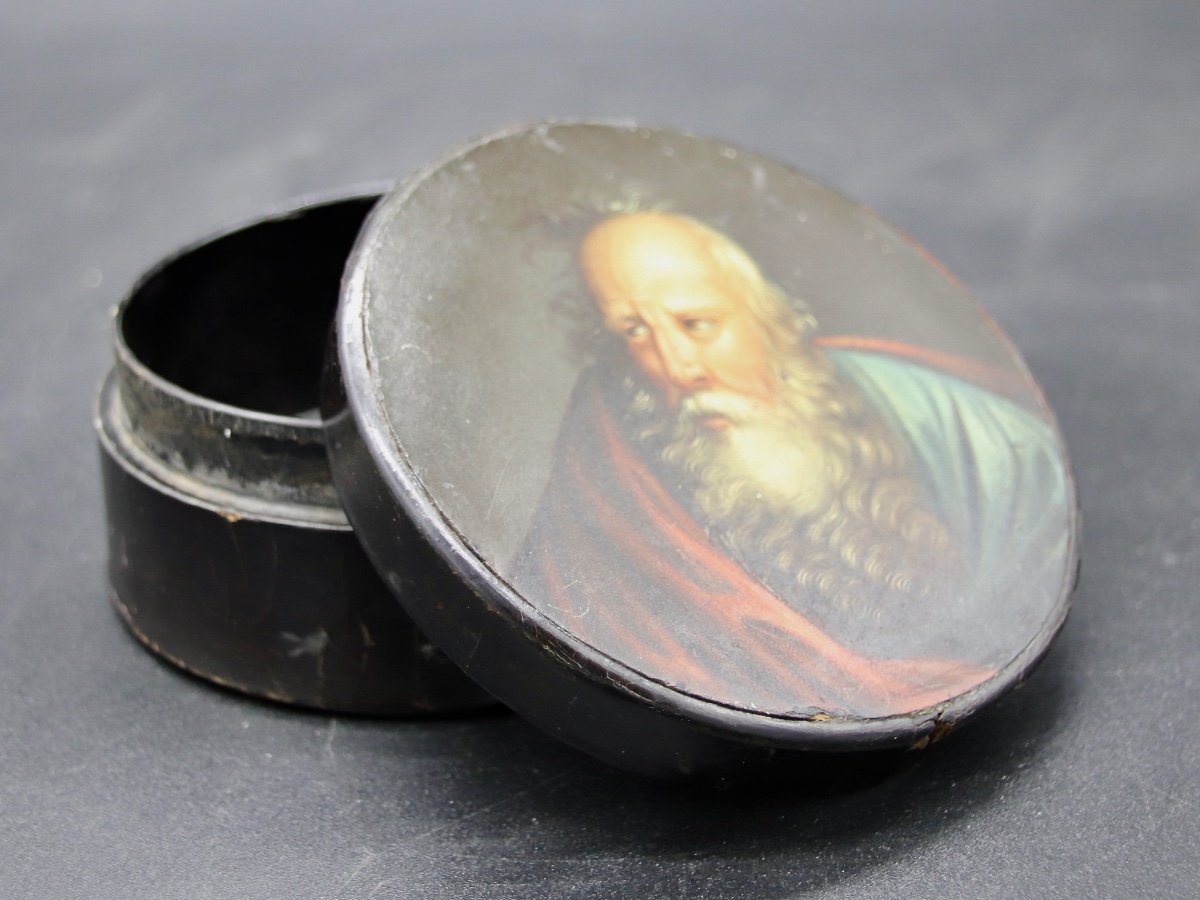 19th Century Lacquer Box Portrait Of Bearded Man-photo-1