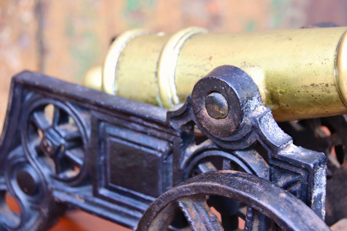 Pair Of Cast Iron And Bronze Cannons From The 19th Century-photo-8