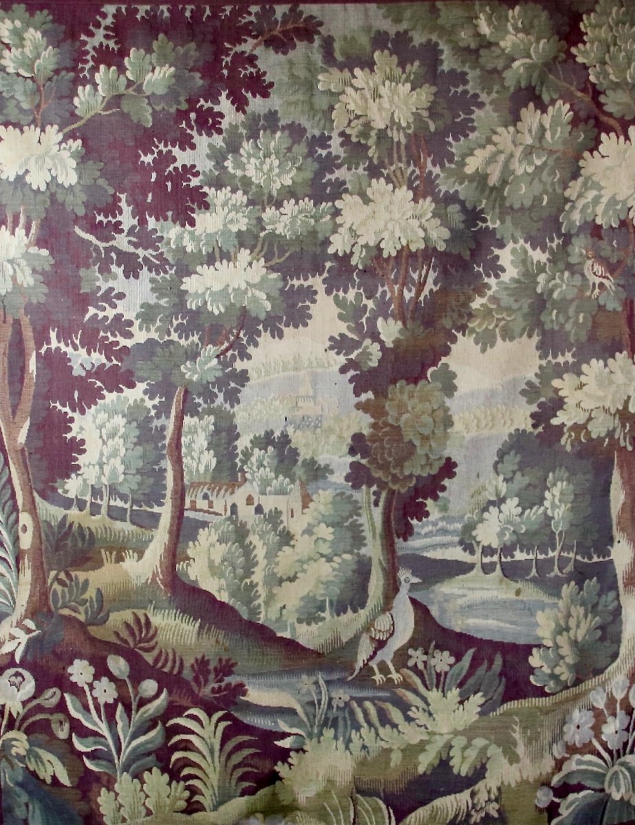 19th Century Tapestry Scene Of Greenery -photo-4