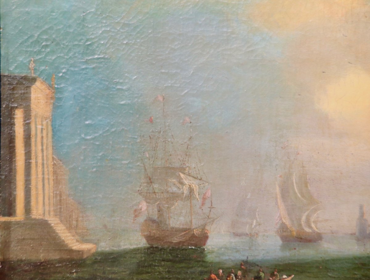 18th Century Marine Painting In The Taste Of Claude Joseph Vernet -photo-2