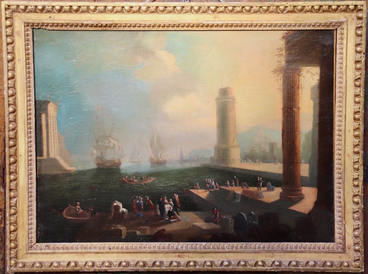 18th Century Marine Painting In The Taste Of Claude Joseph Vernet -photo-3