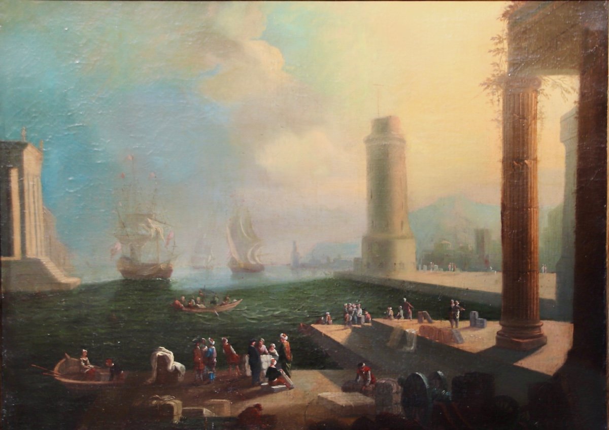 18th Century Marine Painting In The Taste Of Claude Joseph Vernet -photo-5