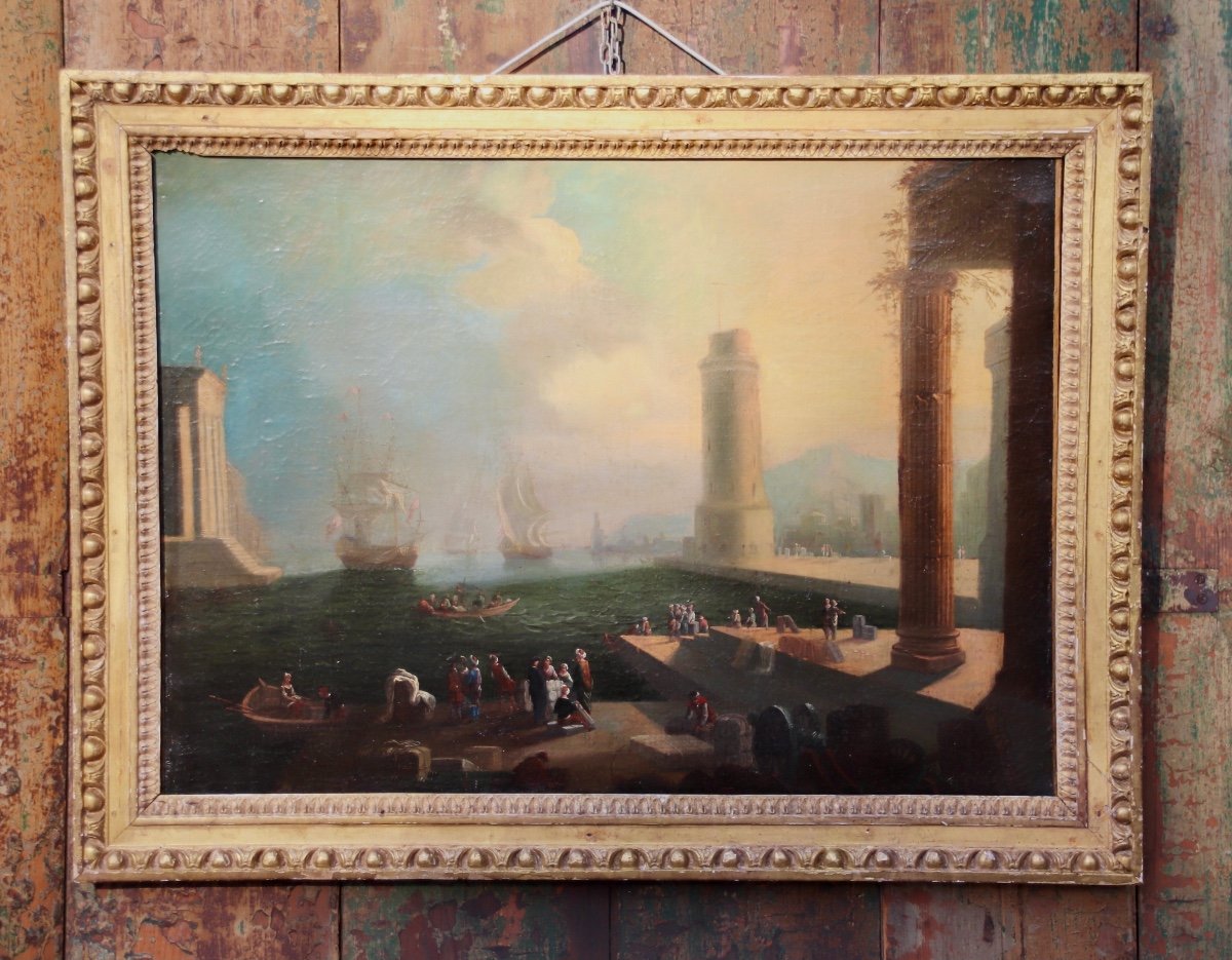 18th Century Marine Painting In The Taste Of Claude Joseph Vernet 