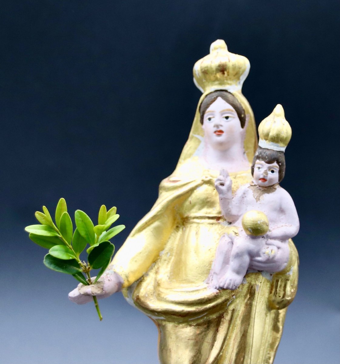 Santibelli XIXème Vierge à l'Enfant Couronné-photo-7