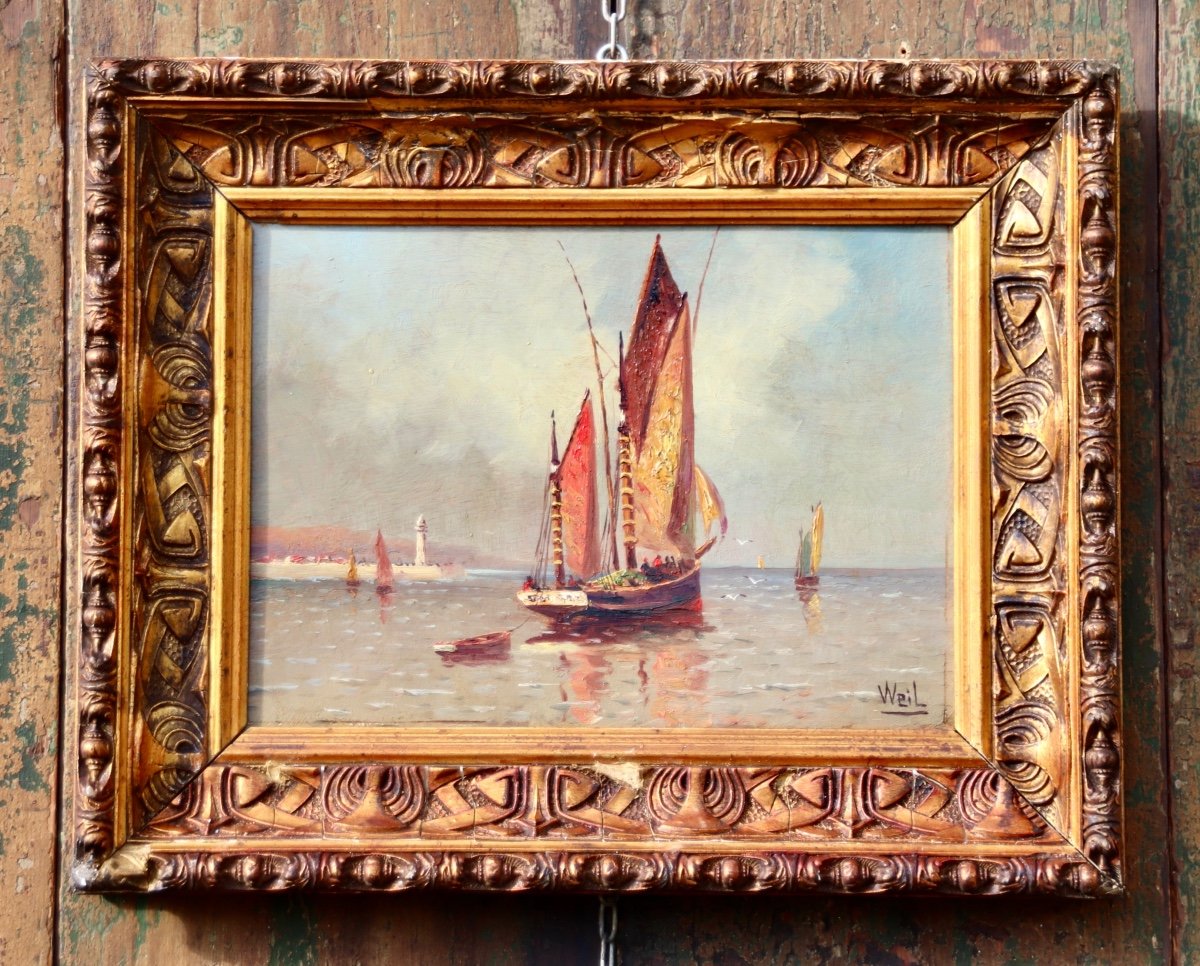 Paire De Peintures Marine XXème De Ferdinand Weil-photo-2