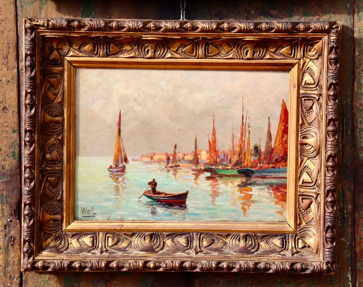 Paire De Peintures Marine XXème De Ferdinand Weil-photo-3