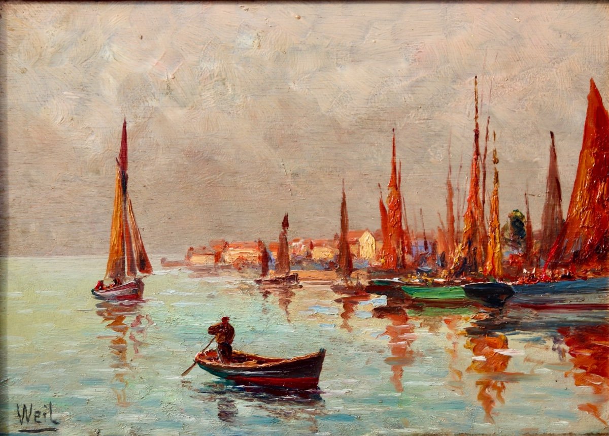 Paire De Peintures Marine XXème De Ferdinand Weil-photo-1