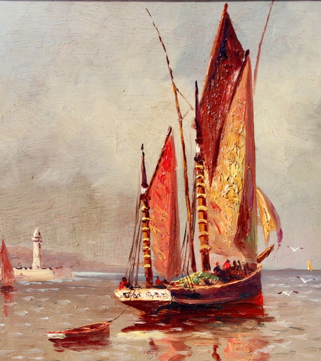 Paire De Peintures Marine XXème De Ferdinand Weil-photo-2