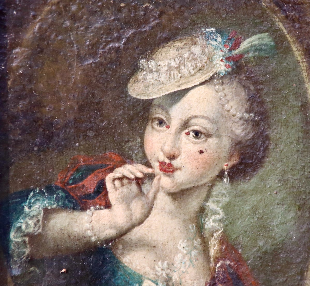 Peinture XVIIIème Portrait De Femme à La Coiffe -photo-4