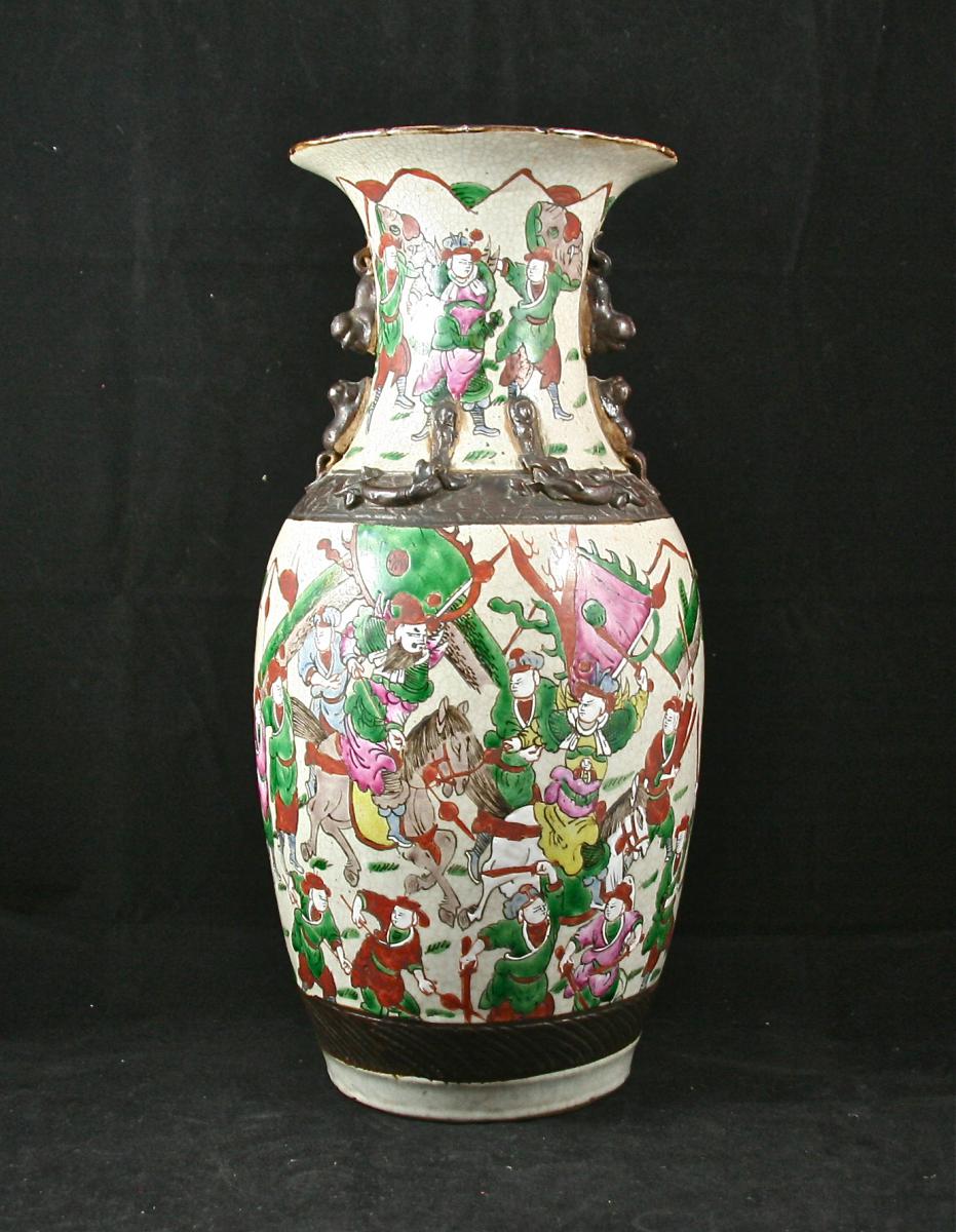 Paire De Vases En Porcelaine, Canton XIXème-photo-3