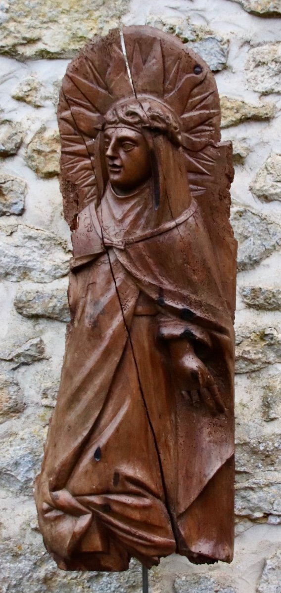 Vierge En Bas Relief d'époque XVIIIème -photo-3