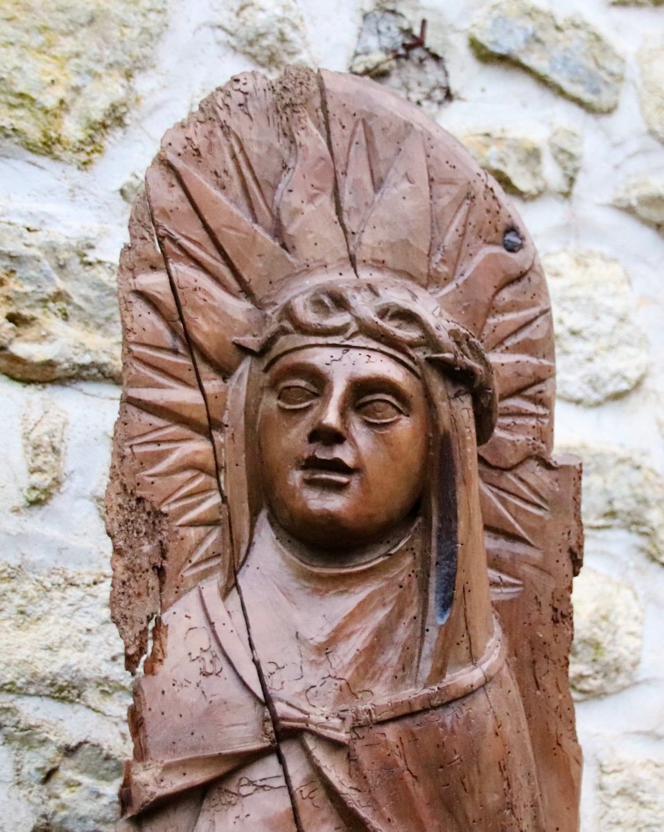 Vierge En Bas Relief d'époque XVIIIème -photo-4