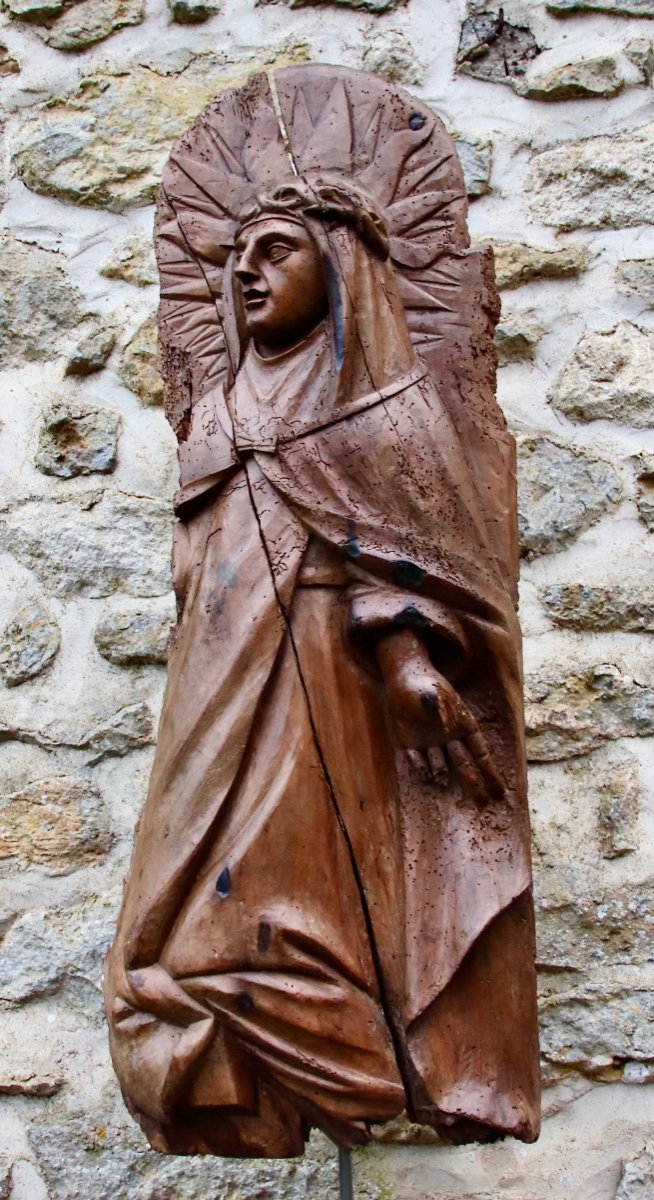 Vierge En Bas Relief d'époque XVIIIème -photo-4
