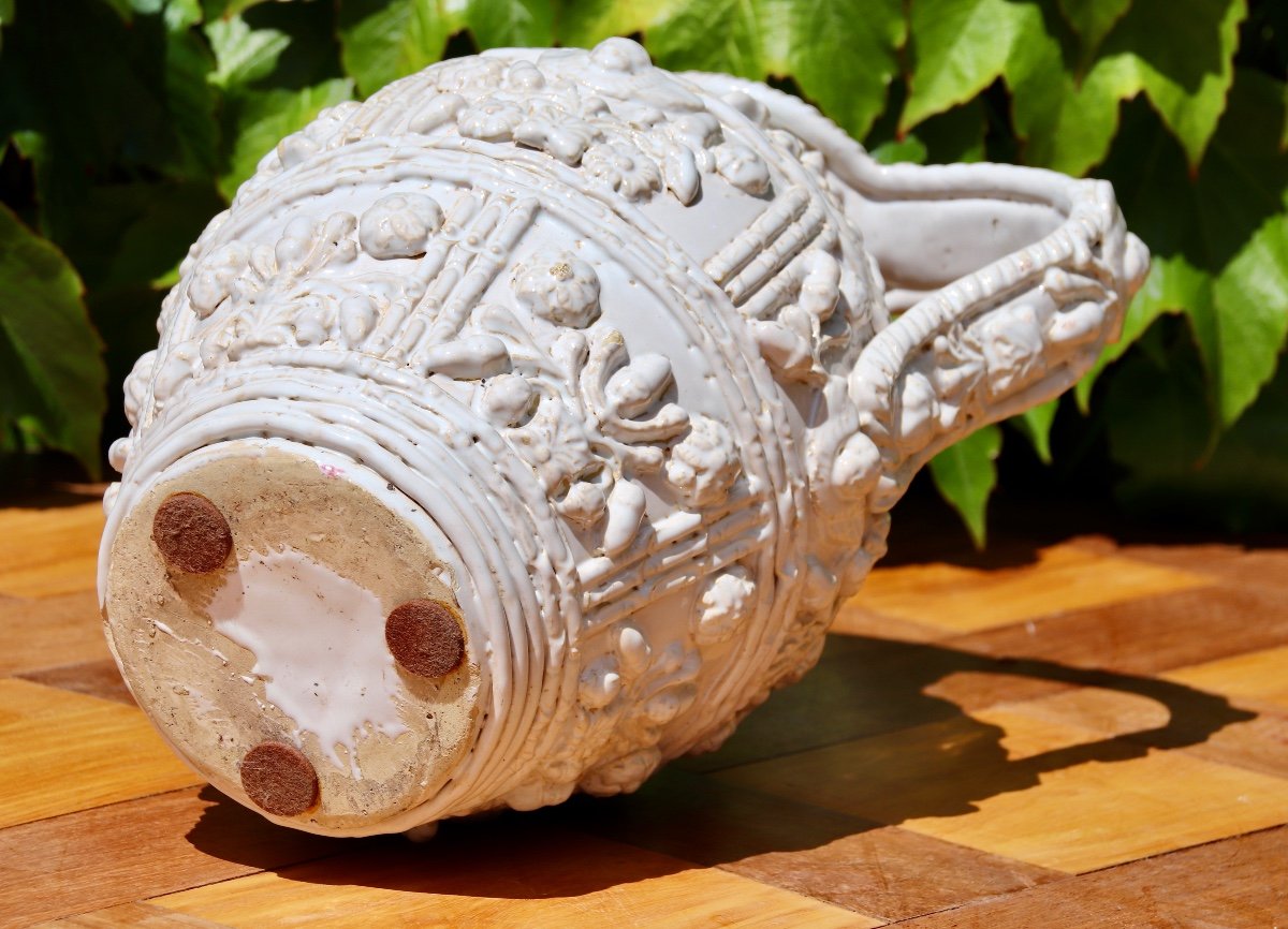 White Glazed Earthenware Jug Italy 19th Century -photo-8