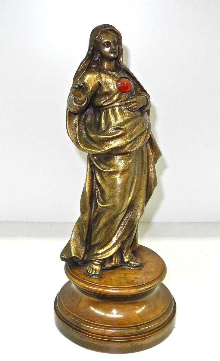 Vierge d'Augsburg XVIème En Bronze -photo-2