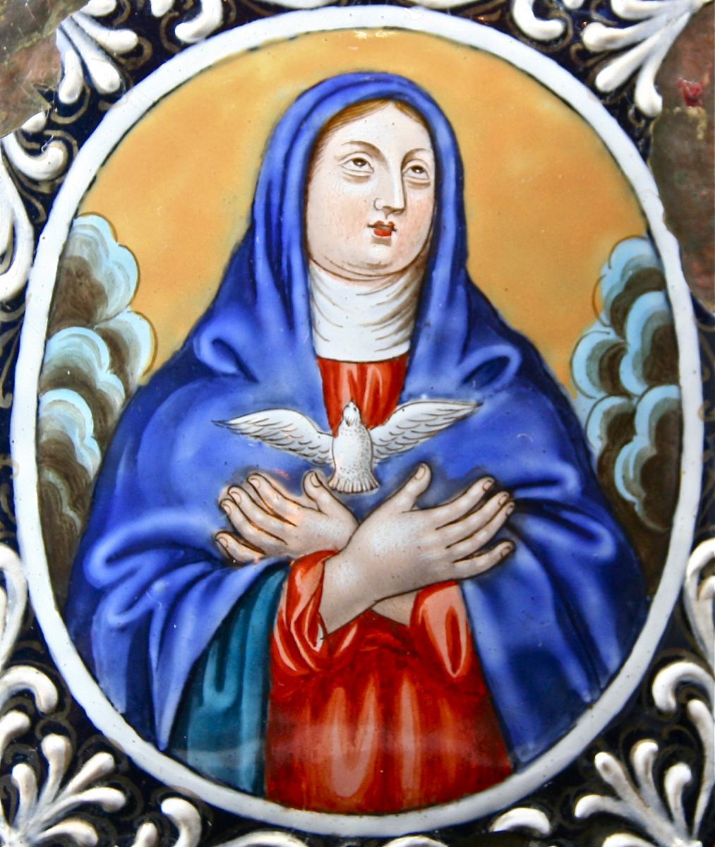 Vierge XVIIème En émail De Limoges