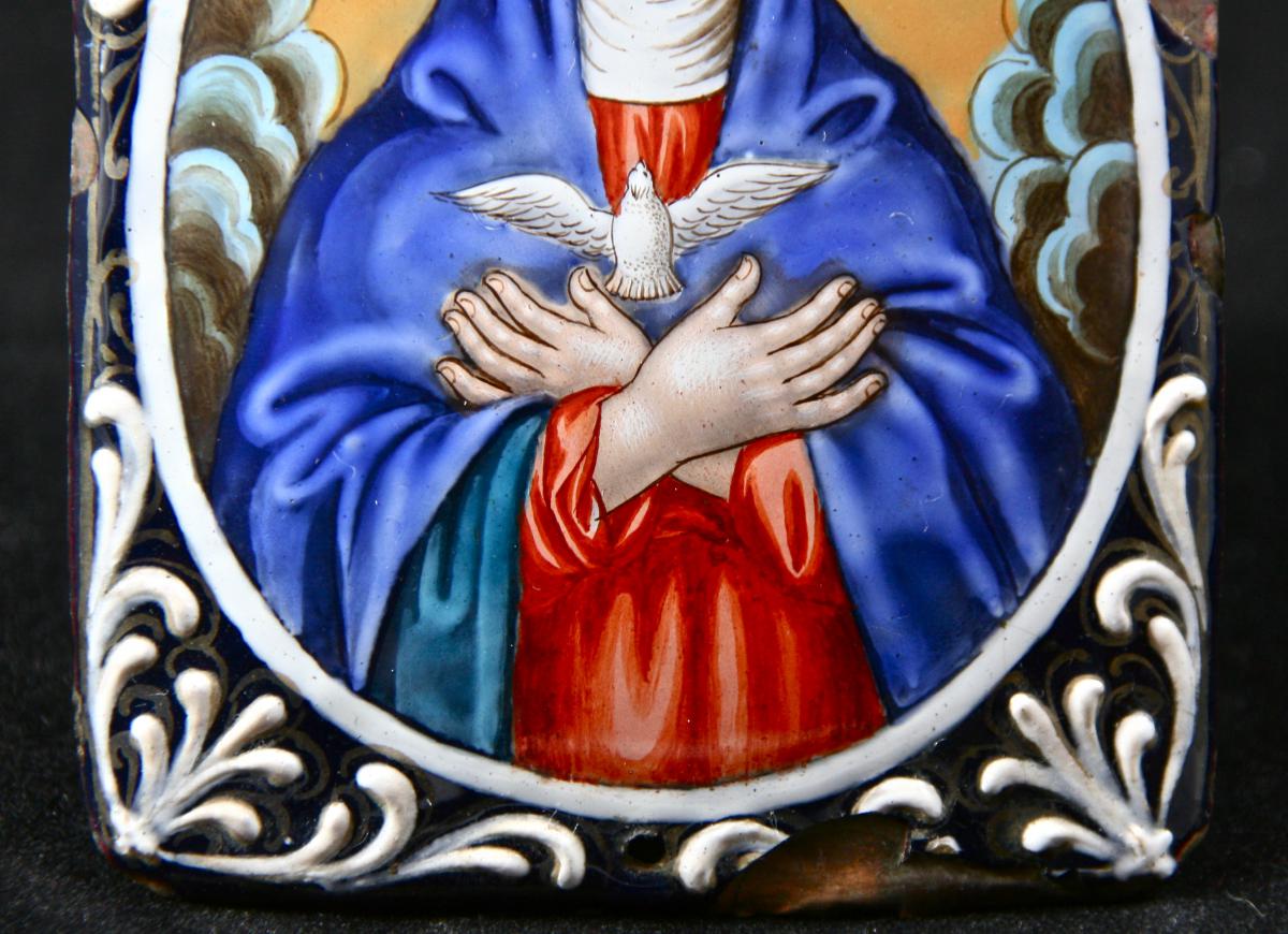 Vierge XVIIème En émail De Limoges-photo-3