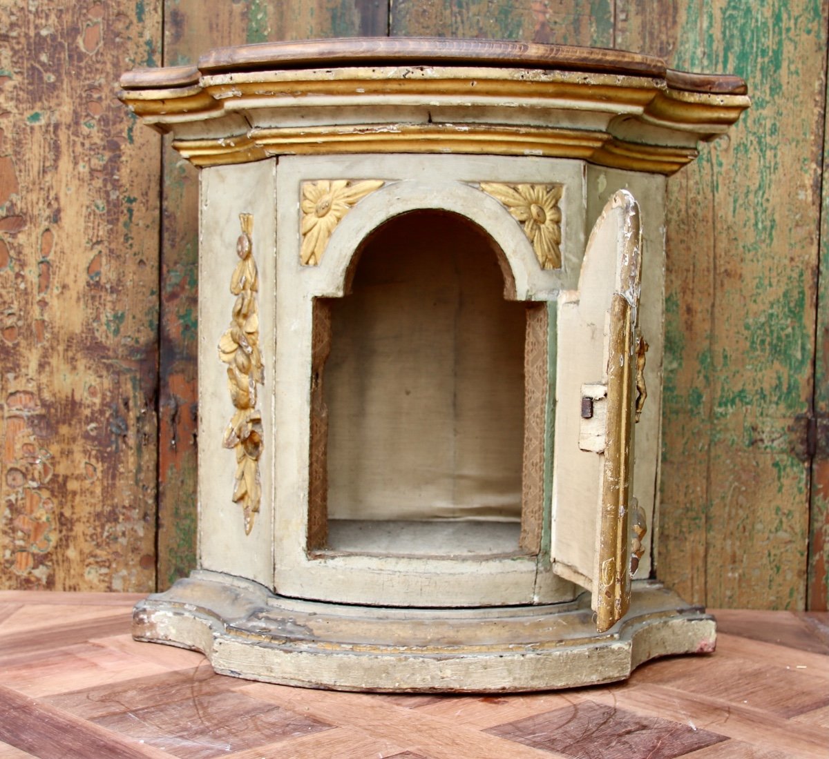 18th Century Tabernacle In Gilded And Polychrome Wood -photo-4