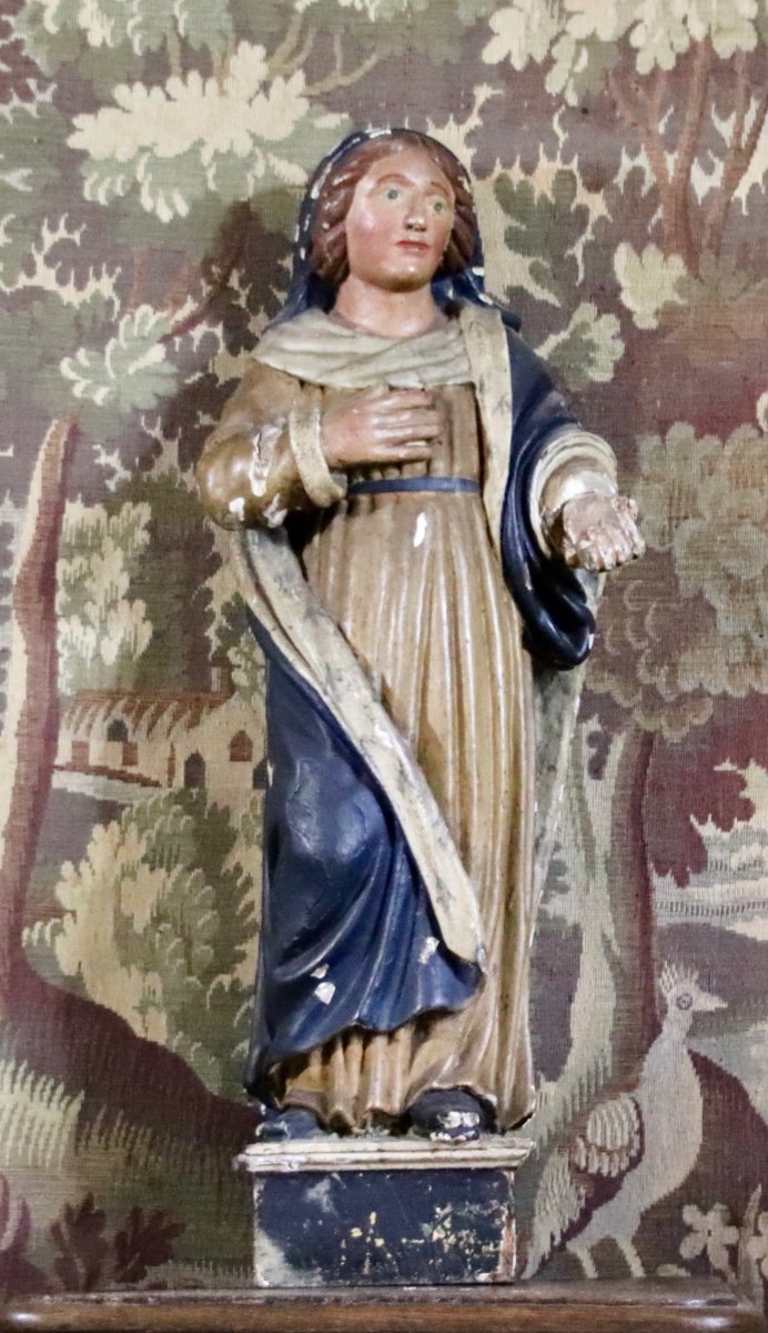 Saint With A Blue Veil From The 18th Century -photo-1