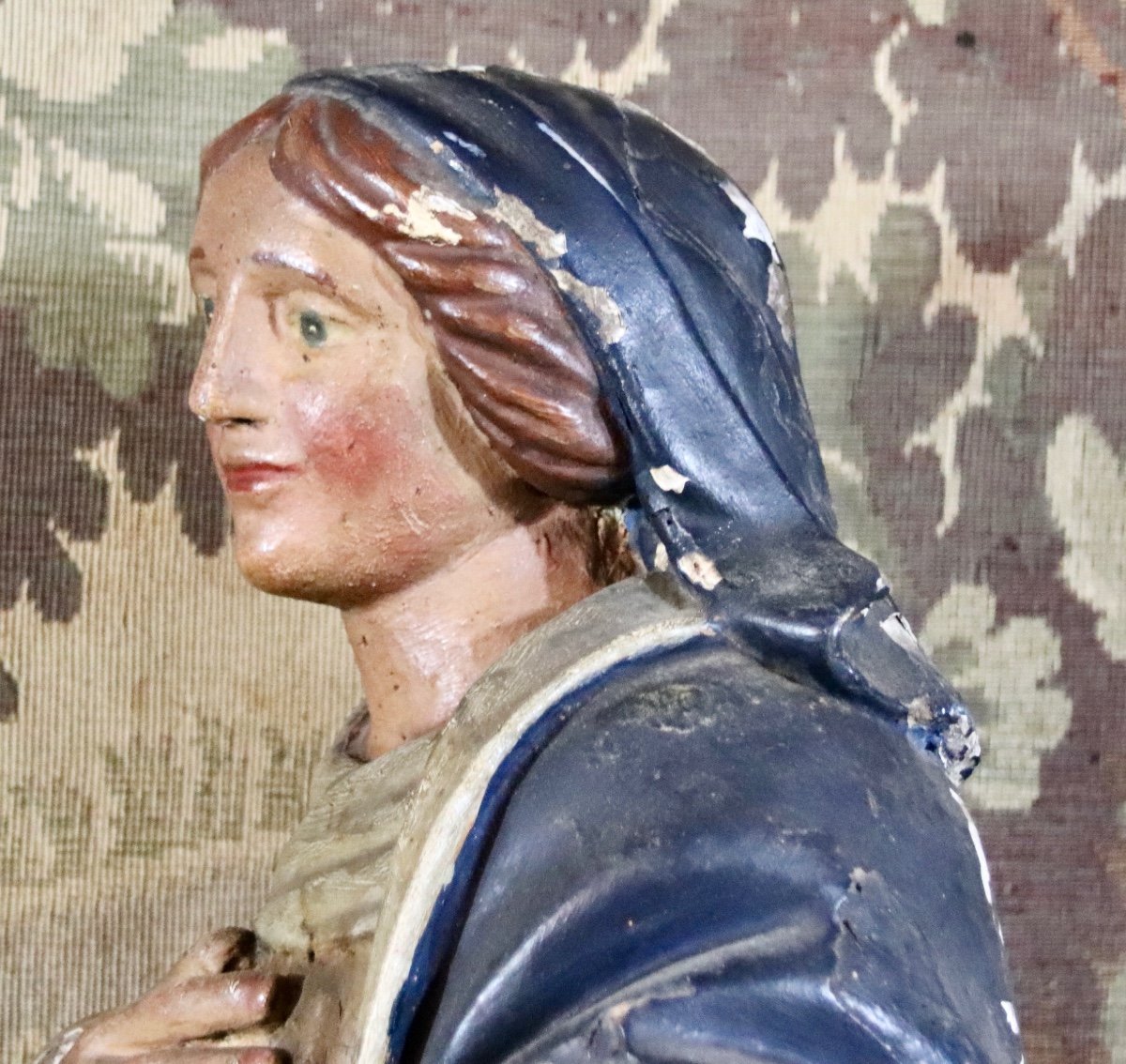 Saint With A Blue Veil From The 18th Century -photo-4