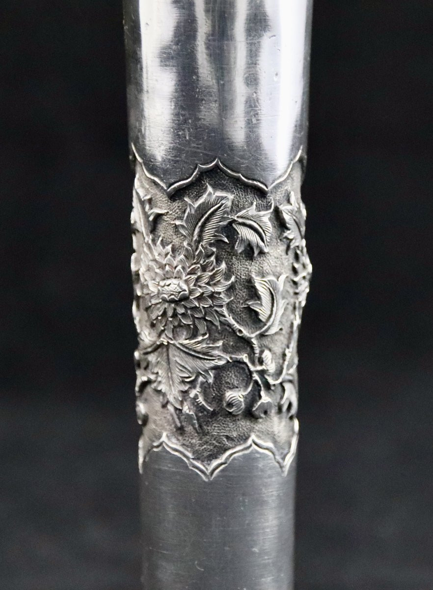 Pommeau De Canne En Argent Indochine XIXème -photo-3